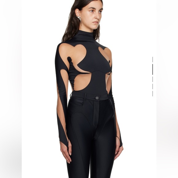 MUGLER rodeo, Black hearts 🖤 cut out bodysuit with sheer mesh panels, lu… - Picture 8 of 16